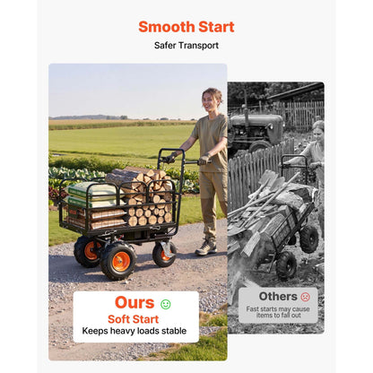 Electric Utility Cart, 36V 432Wh Battery Powered Electric Wagon, 500W Power Wheelbarrow with Brake, 500 lbs Load Heavy Duty Steel Garden Cart for Farm and Yard All Purpose Modular Cargo Bed