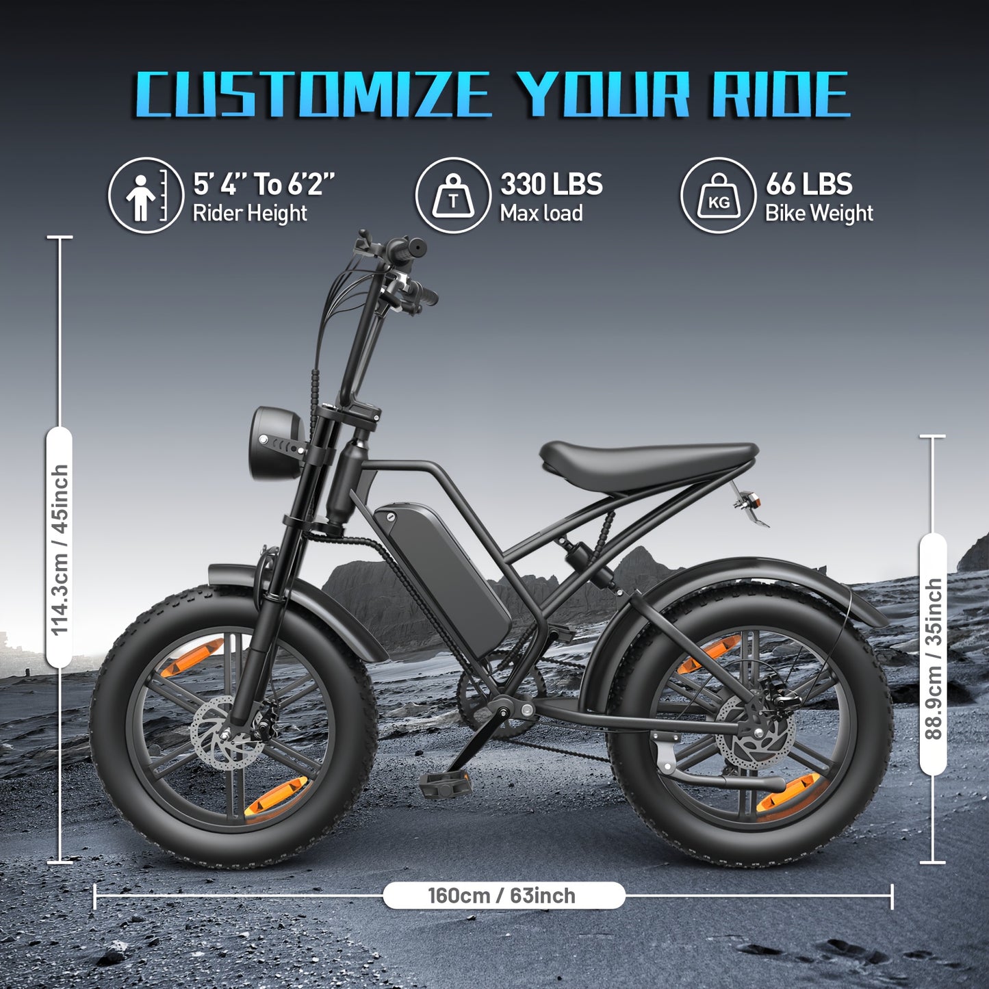 An Electric Bicycle Equipped with a 48 Volt 500 Watt Motor, 20 Inch Wide Tires, Heavy-Duty Design, Comfortable Suspension System, a Choice for Adventure Enthusiasts. Excellent