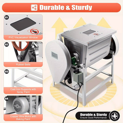Commercial Grade 110V Electric Mixer - 30 QT/ 33.07LB Capacity for Flour, Meat, And More