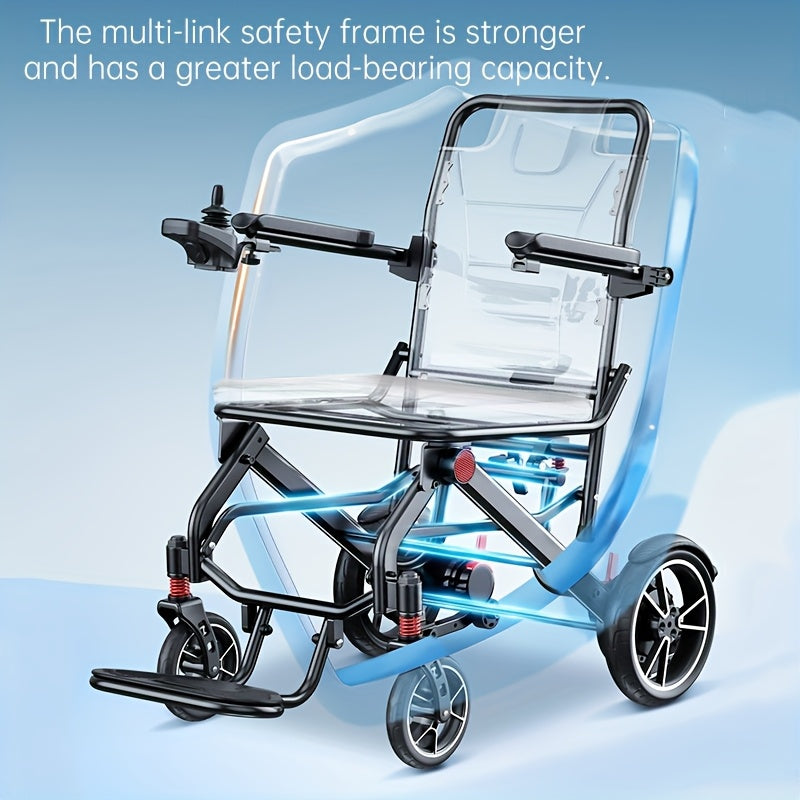 An Airline-compliant Electric Wheelchair. This Luxurious Lightweight Model Is Foldable with A Total Weight Of 13.8kg (30.4 LB). The 12AH Battery Achieves A 15km Range, Integrating Intelligent Anti-tip And Multiple Shock Absorption Features.