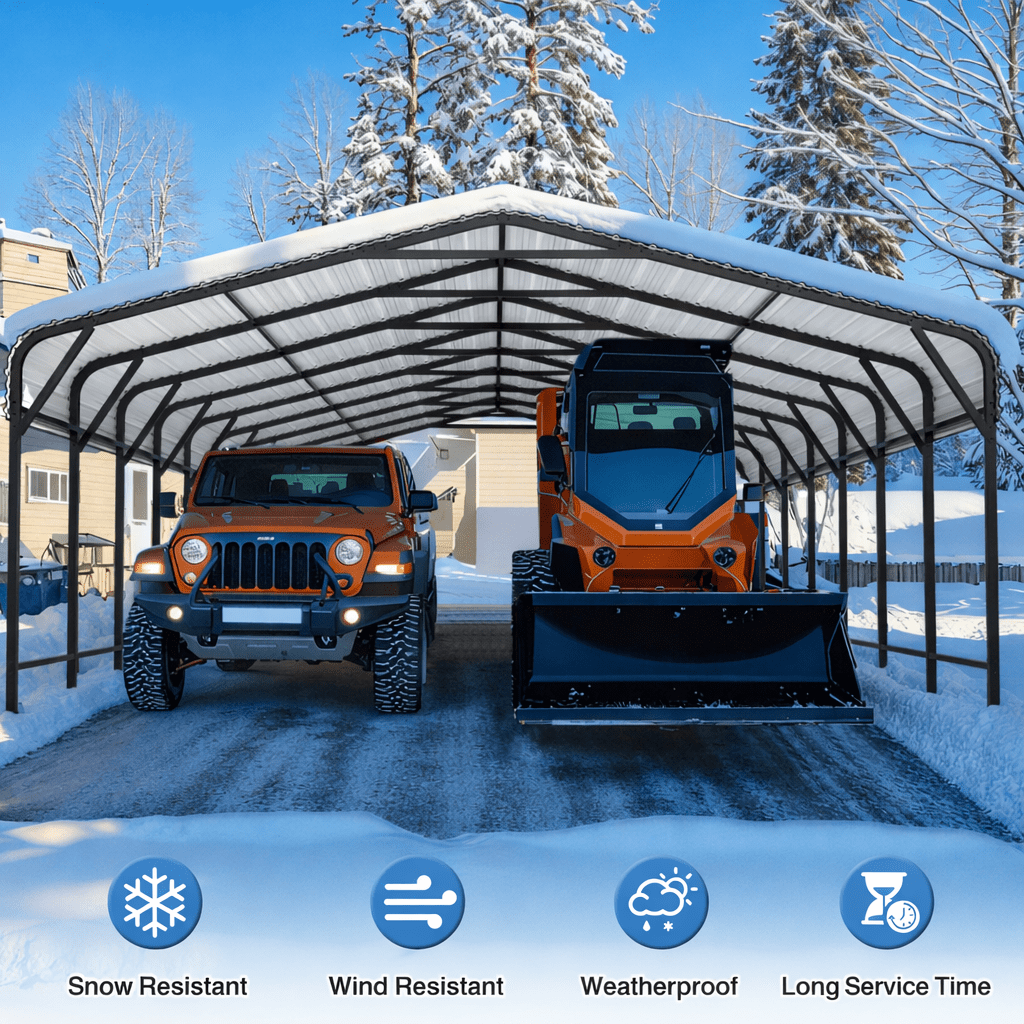 Polar Aurora 20x40FT Heavy-Duty Metal, Carport Shelter with Enhanced Base Garage for Vehicles, Boats and Trucks, in Classic Black