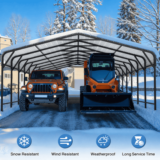 Polar Aurora 20x40FT Heavy-Duty Metal, Carport Shelter with Enhanced Base Garage for Vehicles, Boats and Trucks, in Classic Black