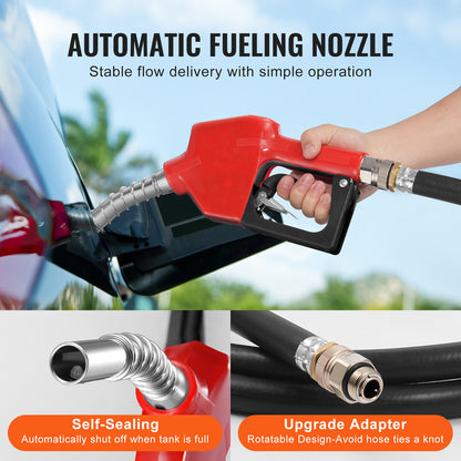 Portable Diesel Tank 48 Gal Fuel Tank with 12V Electric Transfer Pump Orange/Red