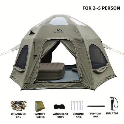 Spherical Inflatable Camping Tent, Green Air Tent With Inflatable Pump, And Windproof, Suitable For Year-round Camping