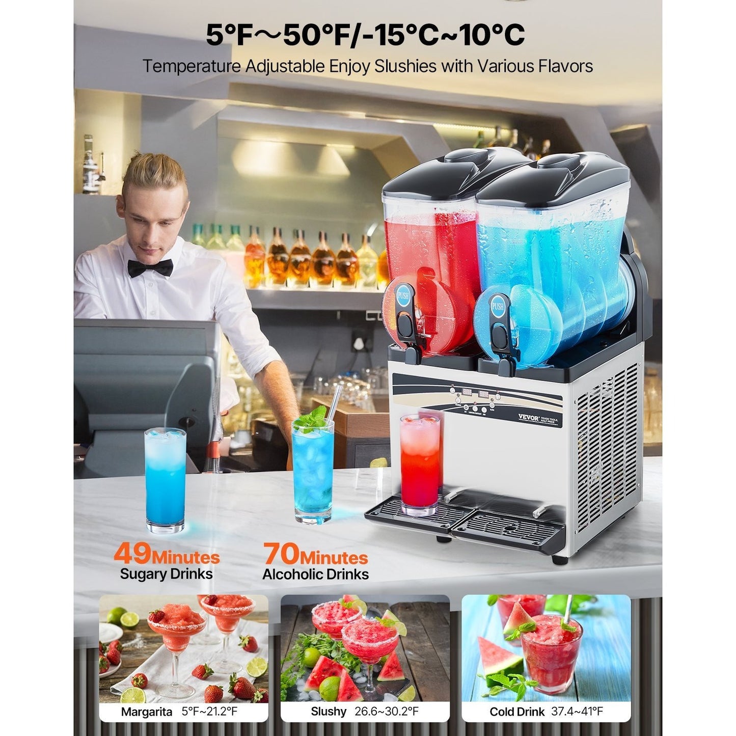Commercial Slushy Machine 15Lx2 Tank Margarita Smoothie Frozen Drink Maker