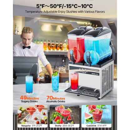 Commercial Slushy Machine 15Lx2 Tank Margarita Smoothie Frozen Drink Maker