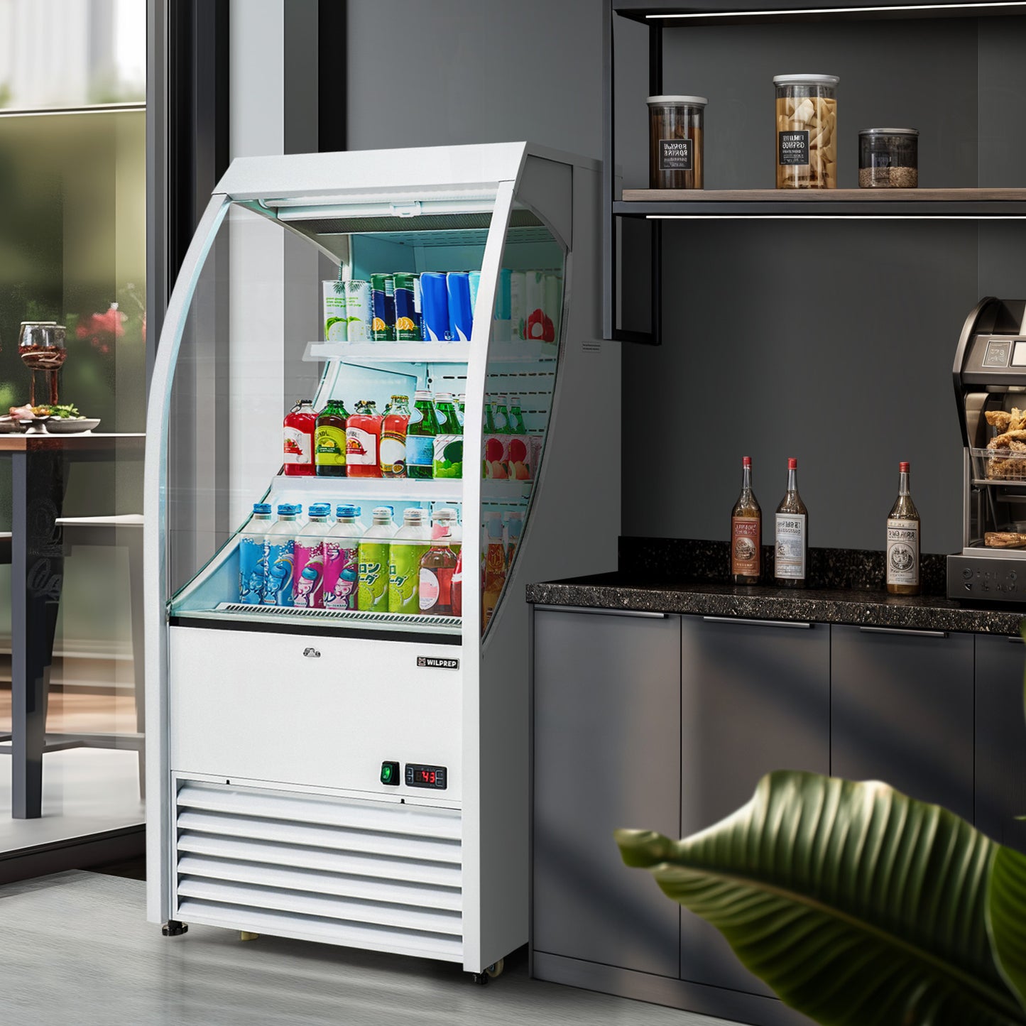 Refrigerator for Commercial Displays in Restaurants, a Grab-And-Go Showcase for Cafes And Shops, Featuring a 6.7 Cu. Ft. Capacity And a Vertical Air Curtain Design Measuring 27.6 Inches