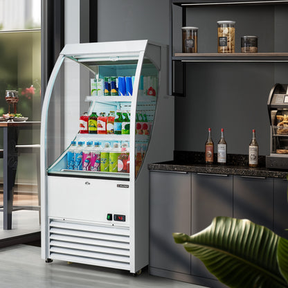 Refrigerator for Commercial Displays in Restaurants, a Grab-And-Go Showcase for Cafes And Shops, Featuring a 6.7 Cu. Ft. Capacity And a Vertical Air Curtain Design Measuring 27.6 Inches