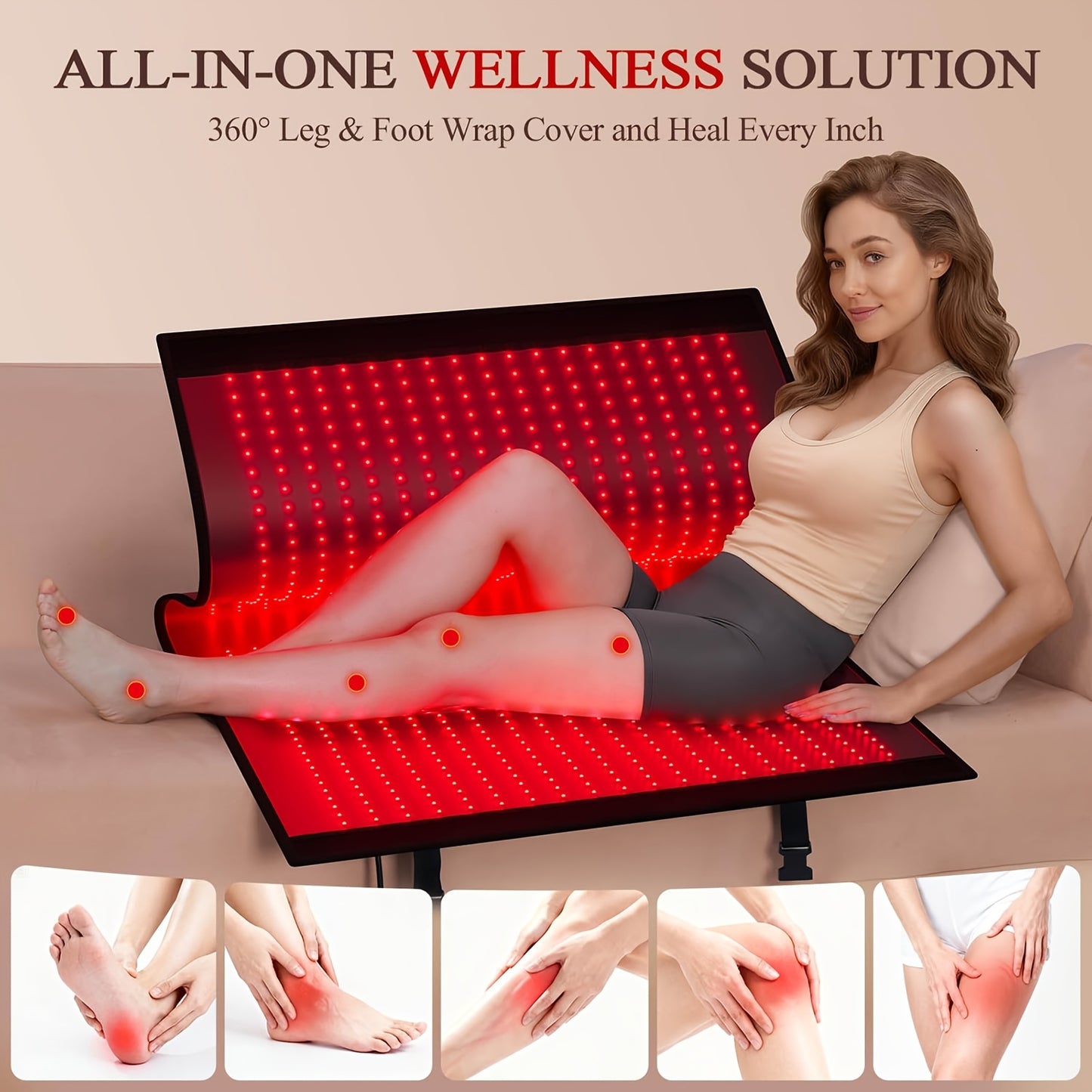 Red Light Blanket for Legs: All-in-One Pain Relief Relax Mat for Full Feet Legs Knee with 660nm 850nm Infrared Light At Home - 1140pcs LEDs
