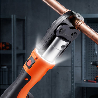 Press Tool, 18V Electric Crimping Tool for 1/2", 3/4", 1", 1-1/4", 1-1/2", 2" Copper Pipes, 32KN Press Tool Compatible with ProPress - with 6 VUS Jaws, 2PCS 4AH Batteries, Charger & Toolbox