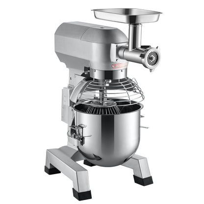 Commercial Stand Mixer, 20Qt Stainless Steel Bowl, 1100W 2 in 1 Multifunctional Electric Food Mixer with Meat Grinder & 3 Speeds, Dough Hook Whisk Beater Included, Perfect for Bakery Pizzeria