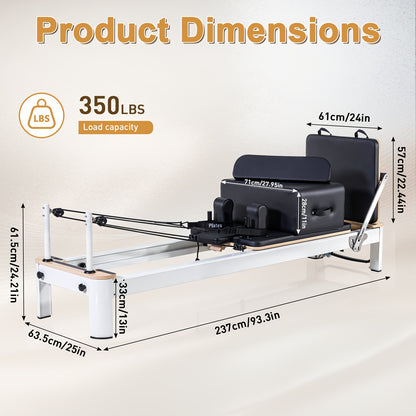 Pilates Reformer Machine, 95" Foldable Studio Grade Pilates Equipment with Adjustable Reformer Heights for Gym, Studio And Home, Pilates Reformer with Jump Board