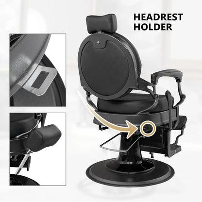 Heavy Industry Barber Shop Vintage Barber Chair, Hairdresser Reclining Salon Chair, Hydraulic Multi-function Barber Shop Beauty Spa Shampoo Hairdressing Equipment with Adjustable Headrest