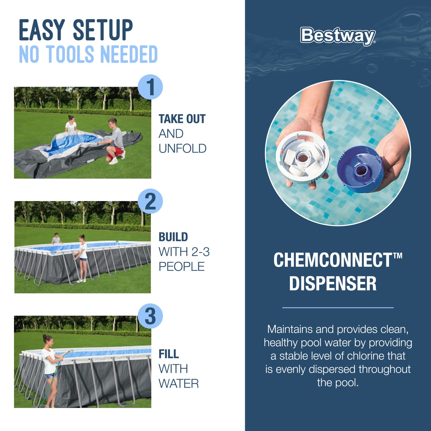 Bestway Power Steel Rectangular Metal Frame Above Ground Swimming Pool Set with 1500 GPH Sand Filter Pump, Ladder, and Pool Cover