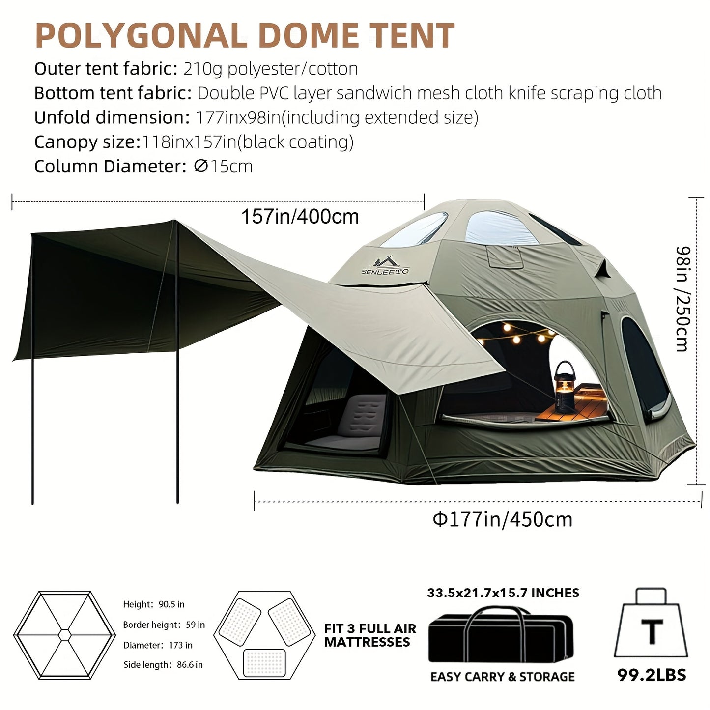 Spherical Inflatable Camping Tent, Green Air Tent With Inflatable Pump, And Windproof, Suitable For Year-round Camping