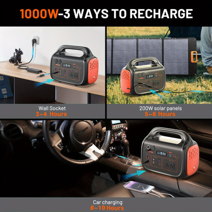1000W Portable Power Supply Featuring a 200W Solar Panel, 1075Wh Lithium Battery Backup, 120V/1000W AC Outlet, Solar Generator, Ideal for Home, RV, Outdoor Activities, Camping, And Emergency Situations