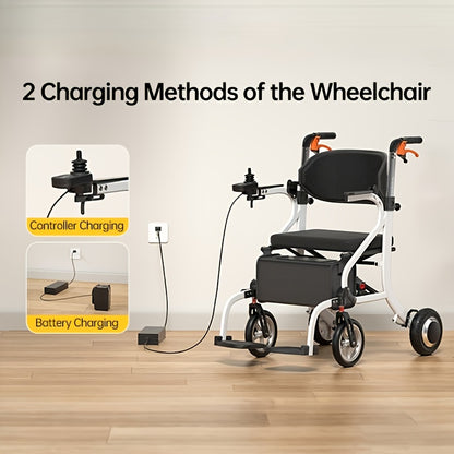Versatile 2-In-1 Electric Wheelchair And Walker, Featuring a Lightweight Aluminum Alloy Frame That Weighs 38 Pounds. It'S Easy to Transport, Offers an Impressive Range of 20 Miles, And Can Support Up to 300 Pounds