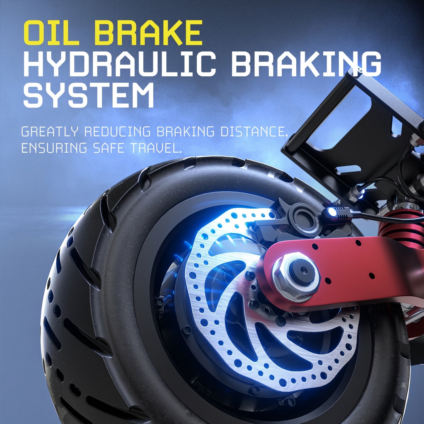 Adult Electric Scooter, High Frequency Brushless Motor, 60V33AH Battery, Maximum Range of 60 Miles, Full Suspension Hydraulic Disc Brakes, Commuter Electric Scooter, 11-Inch Road Tires, with Steering Damper, Foldable