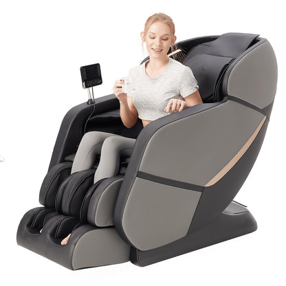 Yitouch Massage Chair, Full Body Massage Chair, Zero Gravity Chair, Portable Direct Rail Kneading Massage Chair, Safety Airbags, Foot Rollers, Gray Color