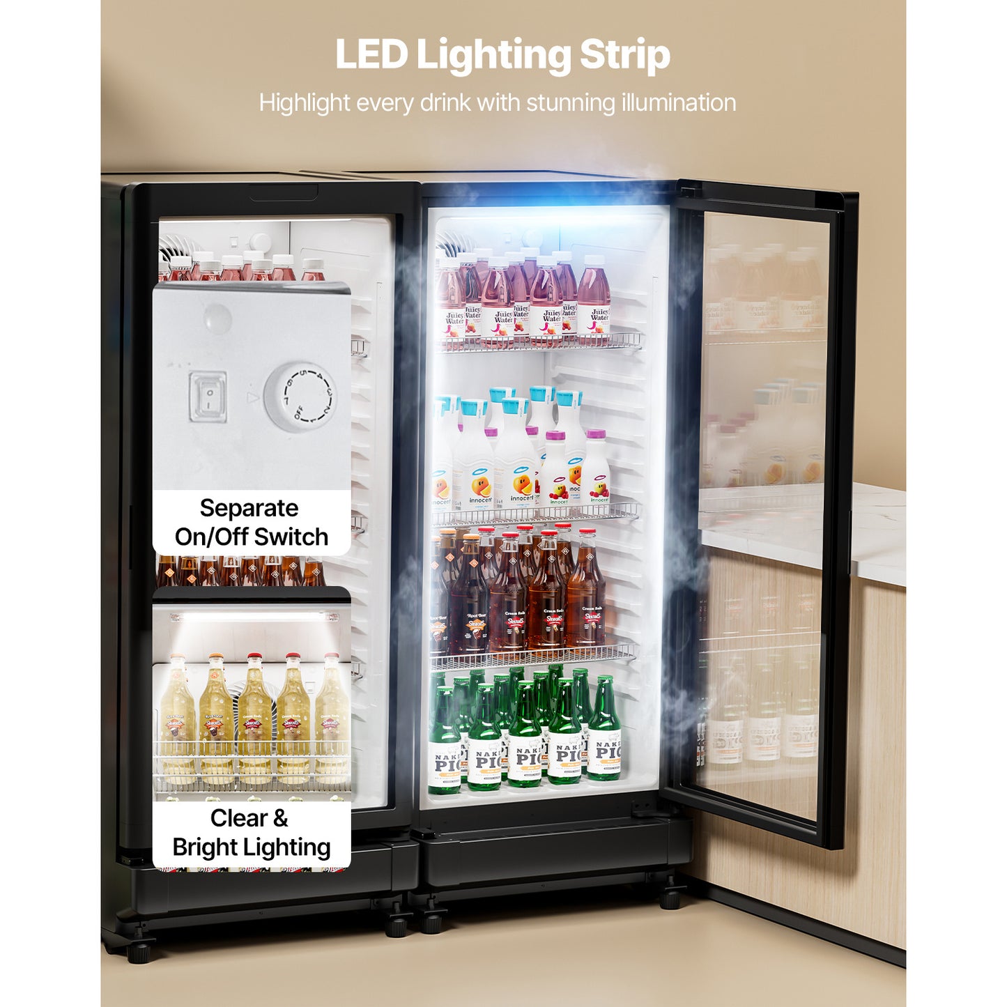 Commercial Merchandiser Refrigerator 5.7/8.1/11.47 CU.FT Glass Door Beverage Fridge