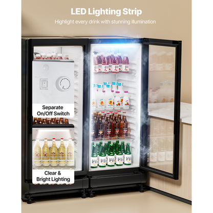 Commercial Merchandiser Refrigerator 5.7/8.1/11.47 CU.FT Glass Door Beverage Fridge