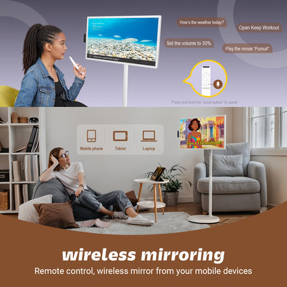 32" 4K UHD Tablet Touchscreen Monitor Portable Smart TV On Wheels Stand (8+8)GB RAM+256GB ROM, Tablet, Pad
