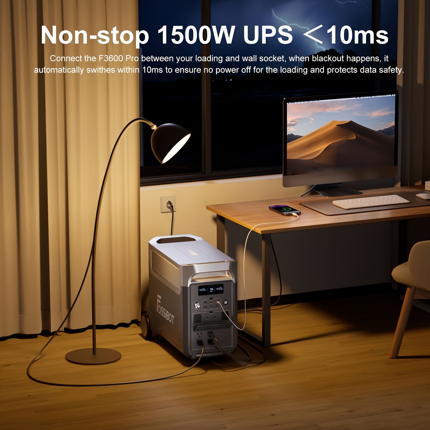 FOSSiBOT F3600 Pro 3840Wh Portable Power Station + 1 X 420W Collapsible Solar Panel 3600W Solar Generator And Li-Iron Phosphate Batteries 1.8H Fast Charge, 5x120V AC Outlet for Home, Camping, Emergency Fast Energy Storage.