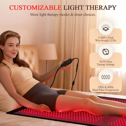 Red Light Blanket for Legs: All-in-One Pain Relief Relax Mat for Full Feet Legs Knee with 660nm 850nm Infrared Light At Home - 1140pcs LEDs