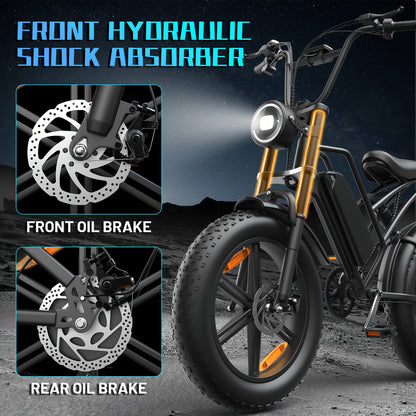 An Electric Bicycle Equipped with a 48 Volt 500 Watt Motor, 20 Inch Wide Tires, Heavy-Duty Design, Comfortable Suspension System, a Choice for Adventure Enthusiasts. Excellent