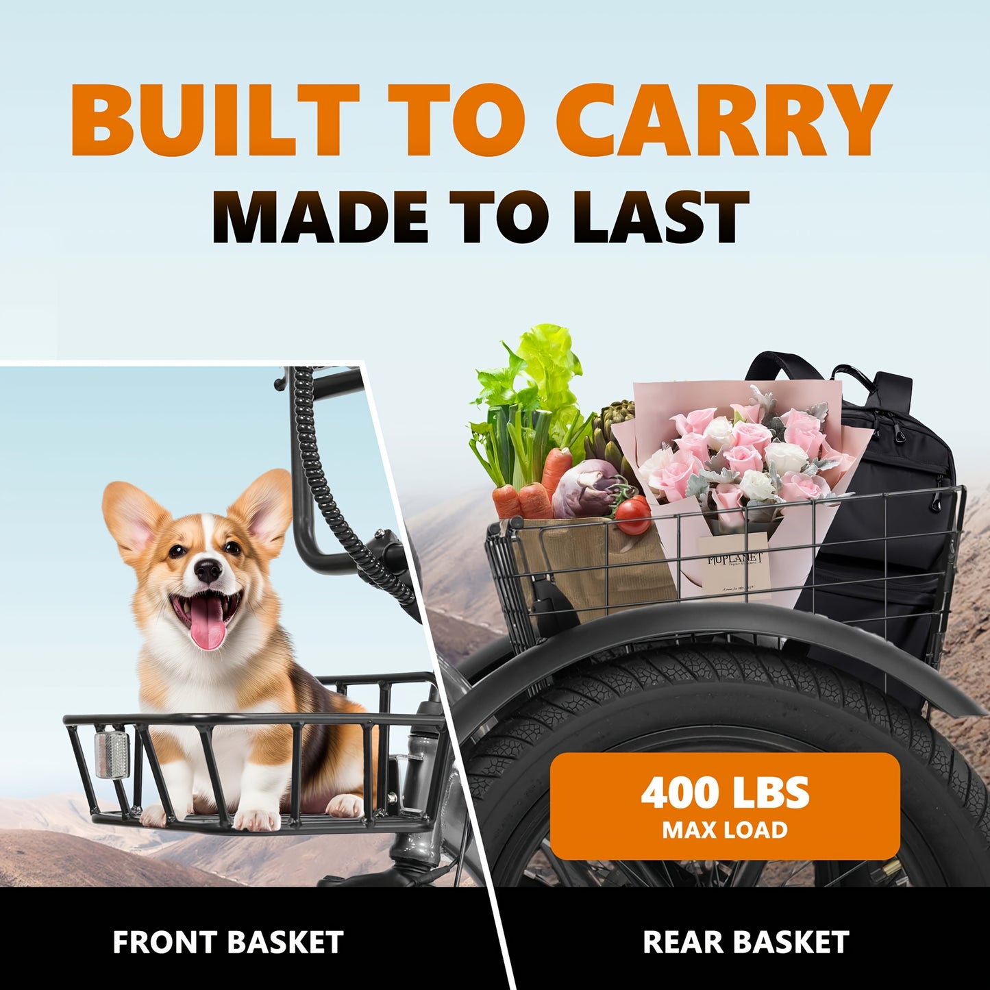 (June Member Day Priority Shopping)ESKUTE E Three-wheeled Electric Bicycle, Folding Electric Tricycle, 18X3.0 Wide Tires, Long-range 624Wh Battery