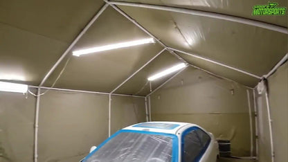 Portable Paint Booth 20X12.5X10Ft Heavy Duty Rainproof Spray Shelter with 8pcs Roll-Up Mesh Windows And Floor Portable Garage Spray Tent for Cars, Auto Parts, Furniture Painting