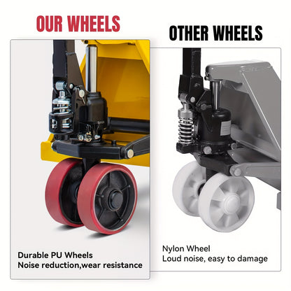 4400Lbs Manual Pallet Jack with Hydraulic Lift & Heavy-Duty Steel Frame - Hand- Forklift Suitable for Warehouse, Home, Moving Furniture, Refrigerator - Epoxy-Coated, Reinforced Forks & PU Wheels