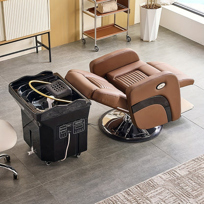 Equipment for Head Spa, Featuring a 360° Cycle Rinse, a Large 15.85gal Water Tank, a Shampoo Basin for Water Therapy, And Light Therapy Along with Fumigation for Hair Relaxation
