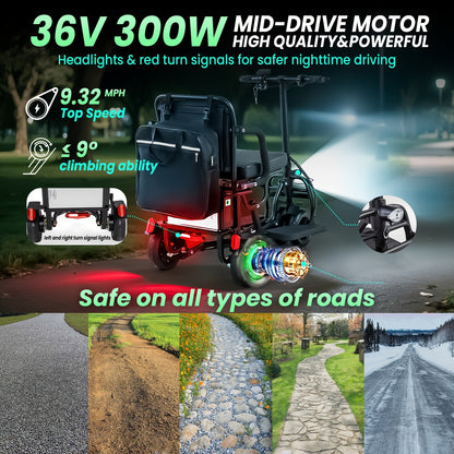 Mobility Scooters for Seniors, Dual Front Wheels, Autopilot Cruise Control, Airline Approved, 20 Miles Electric Scooter, 3 Gear Speed, Ultra Lightweight Folding Scooter