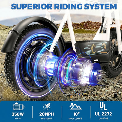 Adults Electric Scooter, Electric Off-road Scooter, 350W Motor, 16" Fat Tires, 20 Mph, 17.5Miles, 36V 5.2ah Large Battery with LCD Display And Dual Disc Brakes, with Seat And Basket, 300lbs Max Load