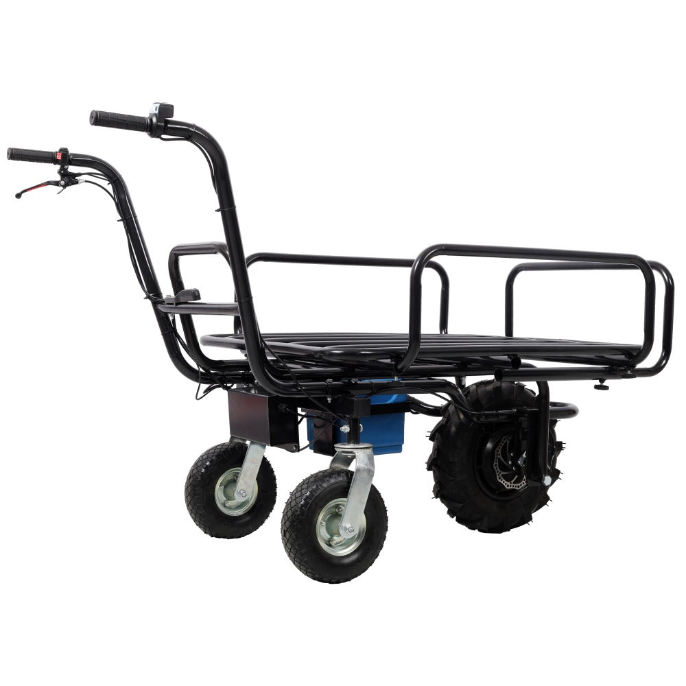 24V DC 350W Electric Transportation Cart, 265Lbs Load Utility Garden Dump Cart with Metal Handle And 16' Track Wheels, Heavy Duty Yard Lawn Wagon for Backyard Farm Outdoor Gardening Cargo Transport