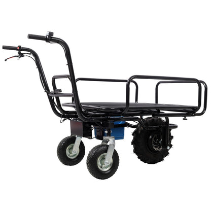 24V DC 350W Electric Transportation Cart, 265Lbs Load Utility Garden Dump Cart with Metal Handle And 16' Track Wheels, Heavy Duty Yard Lawn Wagon for Backyard Farm Outdoor Gardening Cargo Transport