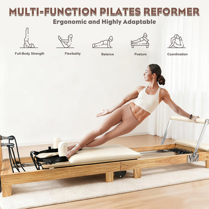 Pilates Reformer, Reformer Cadillac, Wall-Mounted Pilates with Multiple Springs, Quick-Assembly Grade Pilates Reformer Machine, Pilates Equipment with Sitting Box, Jump Board for Home Use And Studio Gym