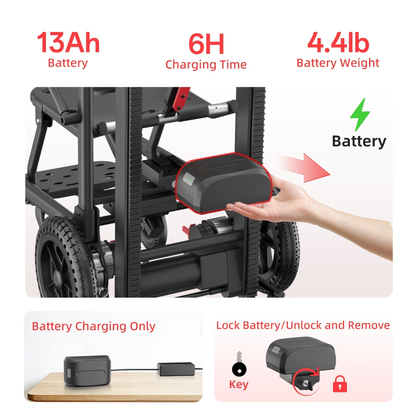 Nihhcune Electric Stair Climber | Intelligent Electric Wheelchair With 13Ah Lithium Battery, 15-Mile Range, Quickly Foldable For Easy Travel, Supports Up To 310 Lbs