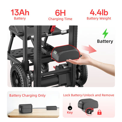 Nihhcune Electric Stair Climber | Intelligent Electric Wheelchair With 13Ah Lithium Battery, 15-Mile Range, Quickly Foldable For Easy Travel, Supports Up To 310 Lbs