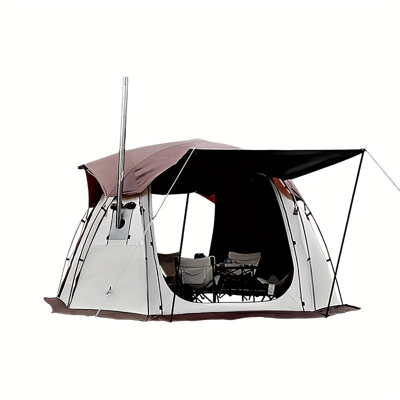 Outdoor Camping Spherical Tent Dome Black Glue Thickened Sunshade Large Space with Chimney