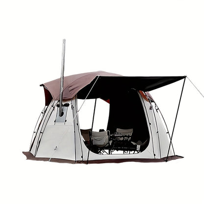 Outdoor Camping Spherical Tent Dome Black Glue Thickened Sunshade Large Space with Chimney