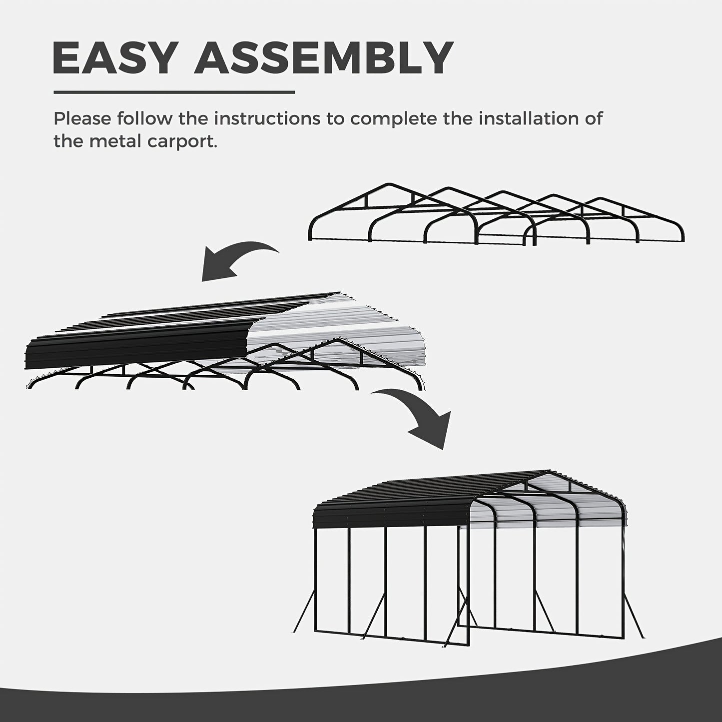 12x20 FT Metal Carport, Garage With Updated Frame Structure, Galvanized Steel Roof And Enhanced Base Canopy, Metal Garage Car Shelter Shade For Car, Boats, Truck And Outdoor Party