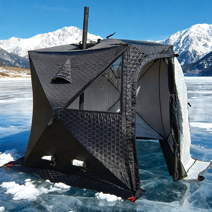 Winter Outdoor Ice Fishing Sauna Tent | Cold-Proof Construction, Thickened Winter Fishing Insulation, Polyester Frame Tent with Zipper Closure