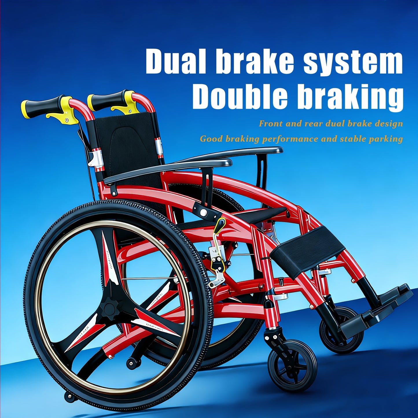 Lightweight Adult Wheelchair Self-Propelled, 33Lbs Foldable Aluminum Manual Wheelchair with Adjustable Footrests, Portable Travel Wheelchair 220Lbs Capacity