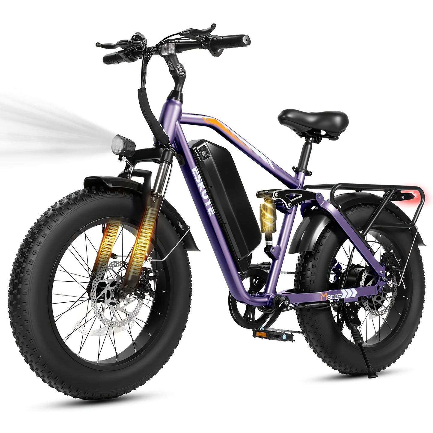 ESKUTE M300F Electric Bike for Adults 80Miles, 20.8ah Long Range And Removable Battery, 20x4 Tire Electric Mountain Bike for Men Women
