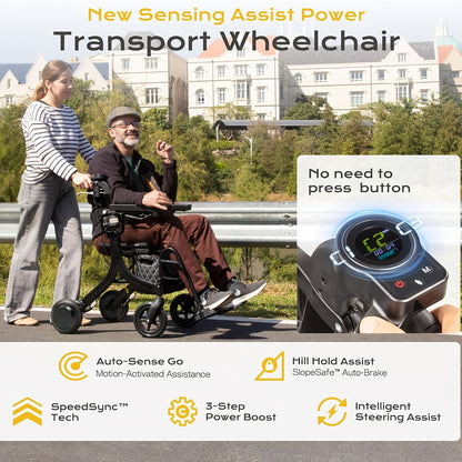 Sinceborn 4in 1 Rollator Walker Electric Wheelchair Combo, Electric Rollator Walker with Power Assist, Foldable Lightweight Transport Wheelchair, 600W Magnesium Alloy Motor Ideal for Elderly Rehab
