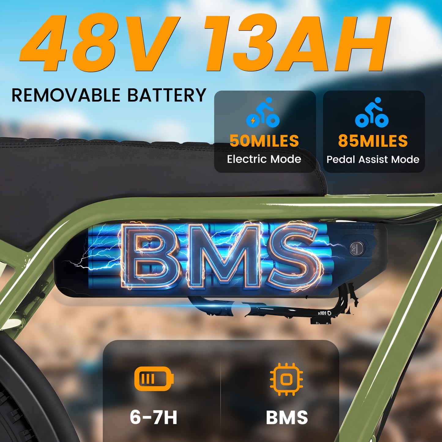 2 Pack ESKUTE's Latest 2026 Electric Bicycle Model for Adults/Teens - Removable Battery Electric Bike, 16" ×4" Tire, 749W Peak Motor, 48V 13Ah Removable Battery, 7-Speed, The Best Choice for Gifts, Includes Free Phone Bag and Combination Lock