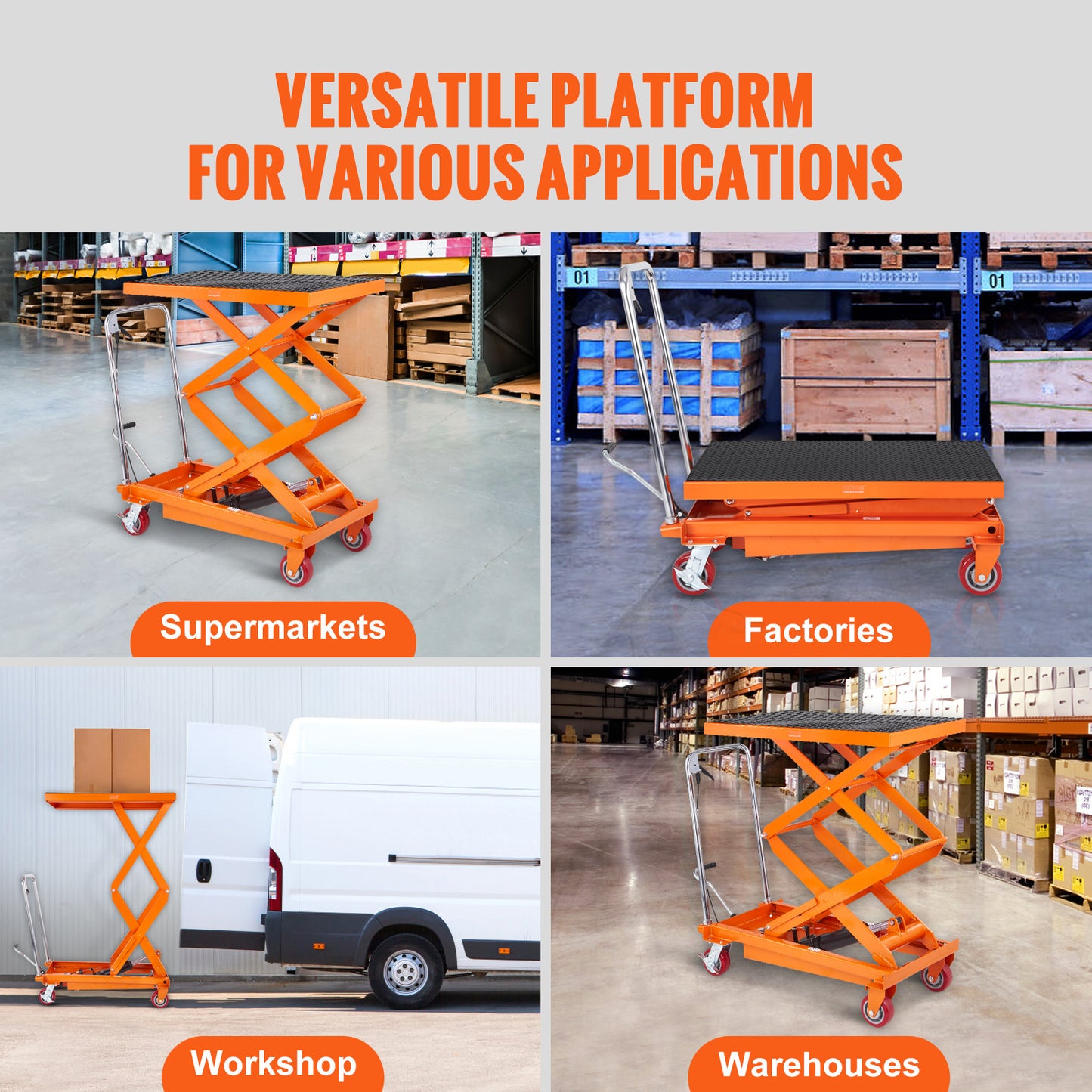 Hydraulic Lift Table Cart, 770/1760lbs Capacity 59" Lifting Height, Manual Double Scissor Lift Table with 4 Wheels and Non-slip Pad, Hydraulic Scissor Cart for Material Handling and Transportation