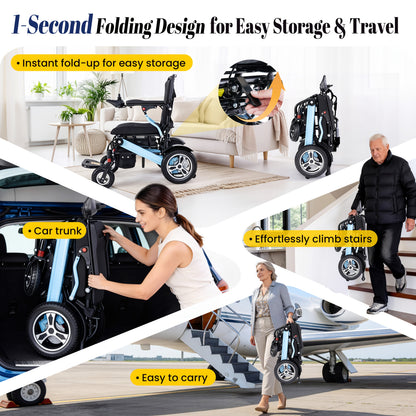 Adult Electric Wheelchair 400 Lbs Weight Capacity, 30 Miles Driving Range, All-Terrain 700W Dual Motors, 20-Inch Wide Seat, Foldable Design, Includes Back Bag, Cup Holder, Headlights And USB Charging Port